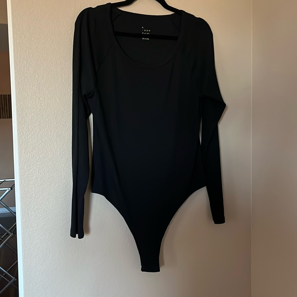 Black Long-sleeved Top Bodysuit - XL